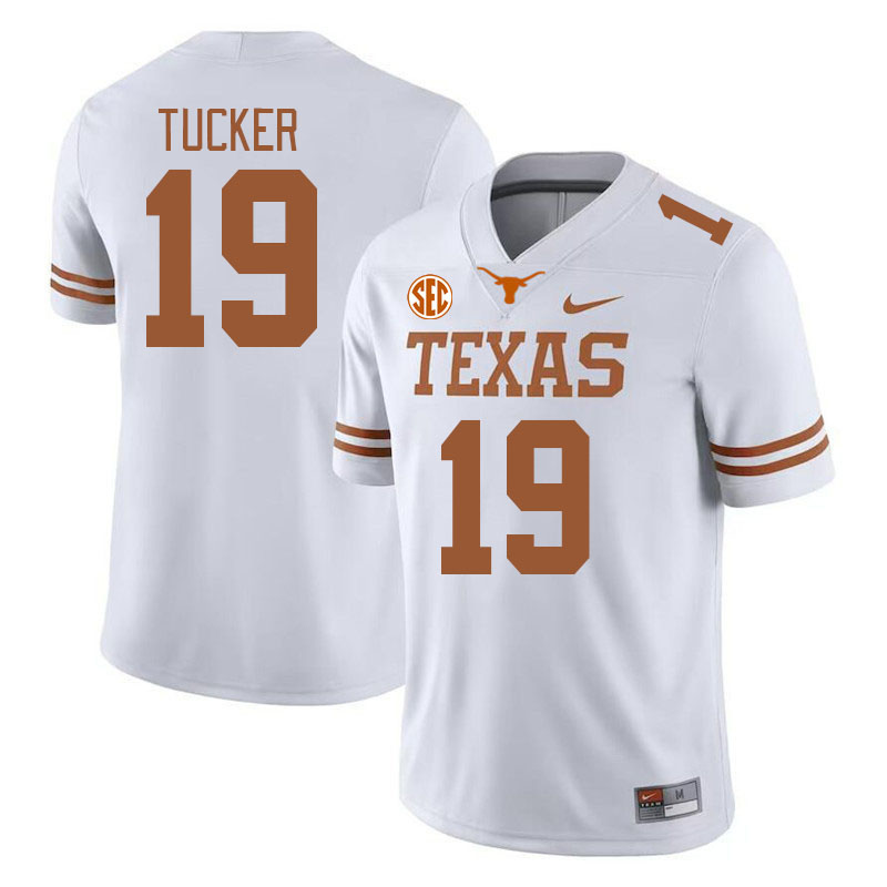 # 19 Justin Tucker Texas Longhorns Jerseys Football Stitched-White